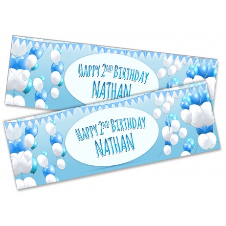 Blue Balloons Birthday Banner