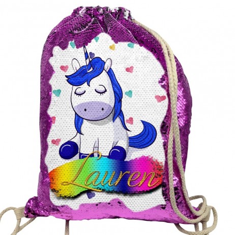 Unicorn Heart - Sequin Drawstring Bag