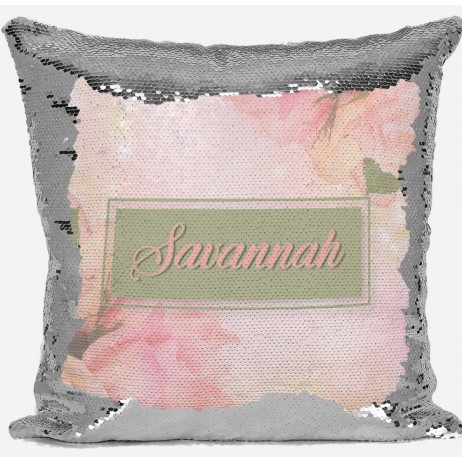 Pink Rose - Sequin Cushion